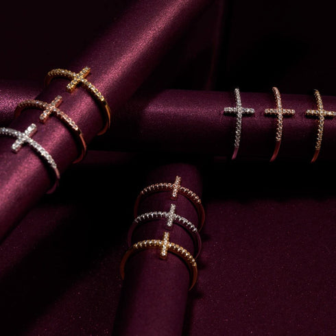 béni | Or Vermeil | Bague croix en diamant CZ
